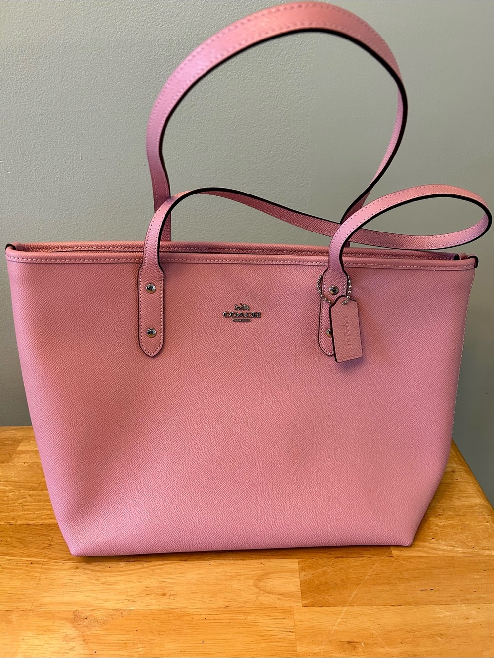 Authentic Coach City Large Tote Pink Crossgrain Leather Shoulder Bag